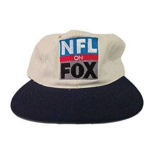 MINT Vtg 90s NFL On FOX Hat Snapback Otto Brand Off White Leather Strap Rare